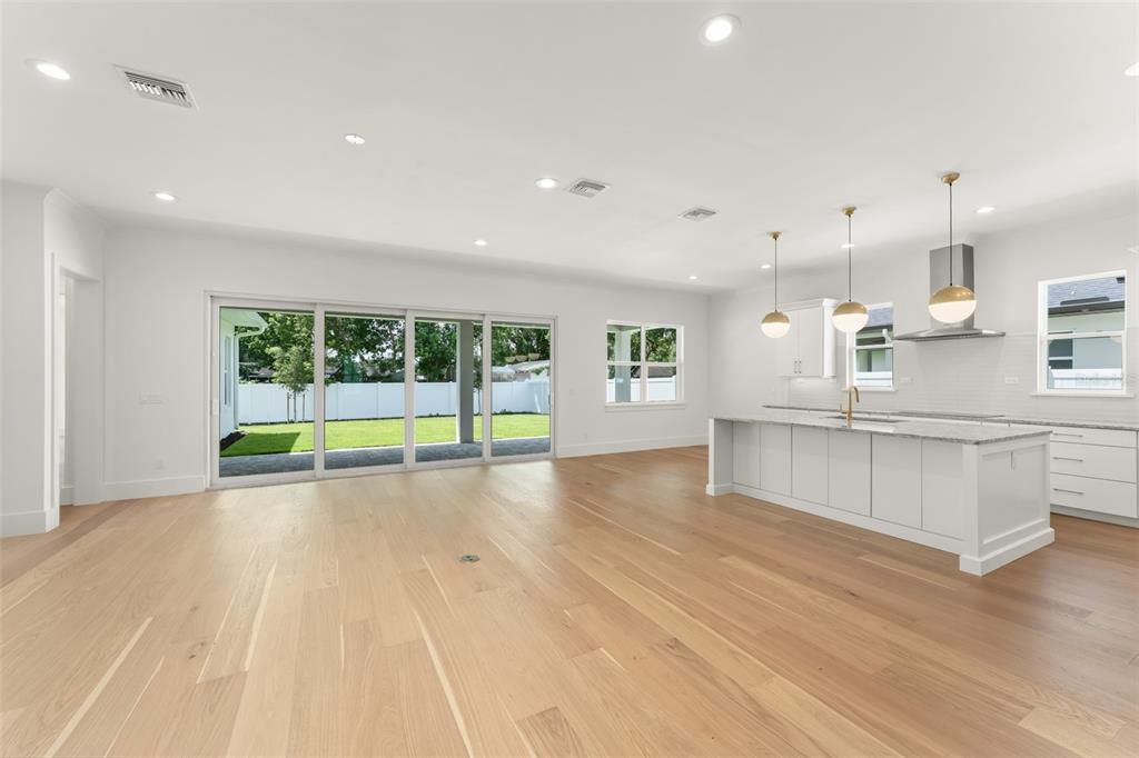 Interior, Kitchen, Pendant Lights, Recessed Lighting, Wood Texture Flooring