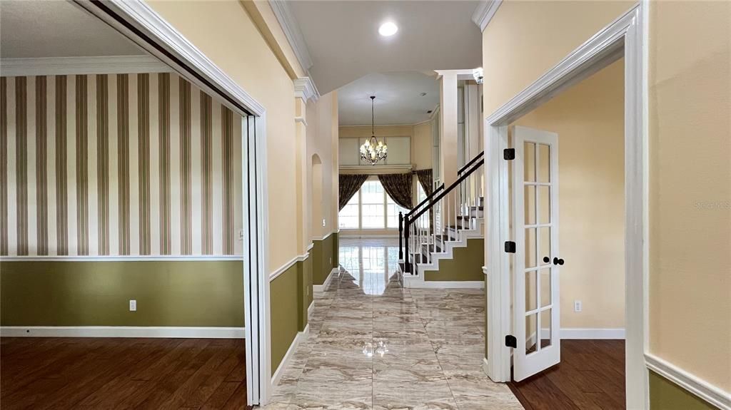 Interior, Marble, Pendant Lights, Recessed Lighting, Wood Texture Flooring