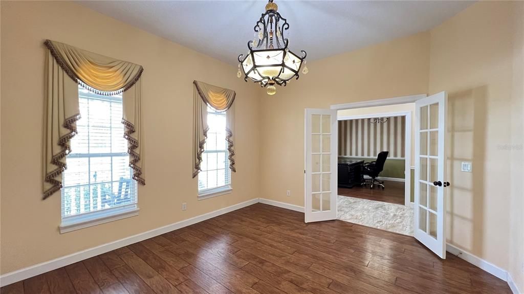Chandelier, Empty room, Interior, Pendant Lights, Wood Texture Flooring