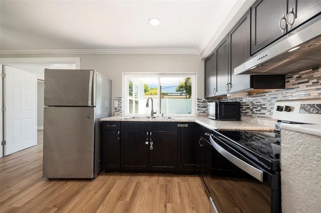 Interior, Kitchen, Recessed Lighting, Wood Texture Flooring