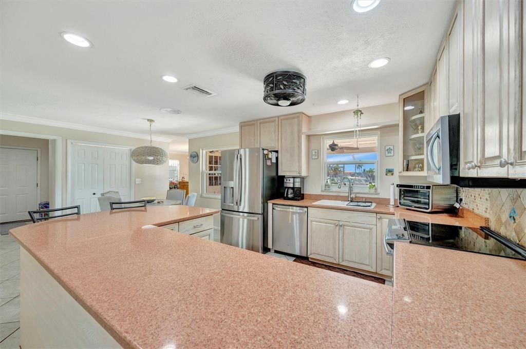 Interior, Kitchen, Pendant Lights, Recessed Lighting, Stainless Steel Appliances