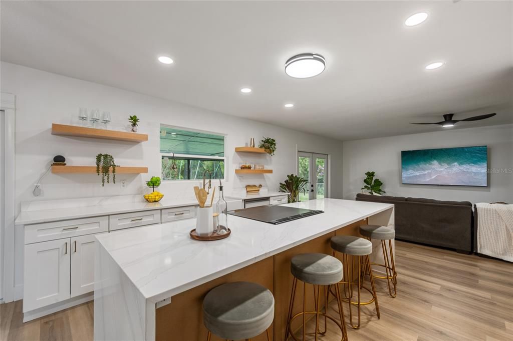 Interior, Kitchen, Recessed Lighting, Wood Texture Flooring