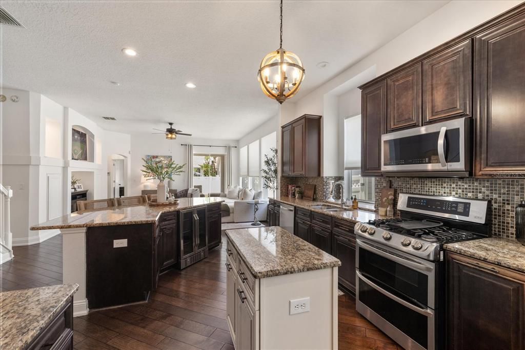 Interior, Kitchen, Pendant Lights, Recessed Lighting, Wood Texture Flooring