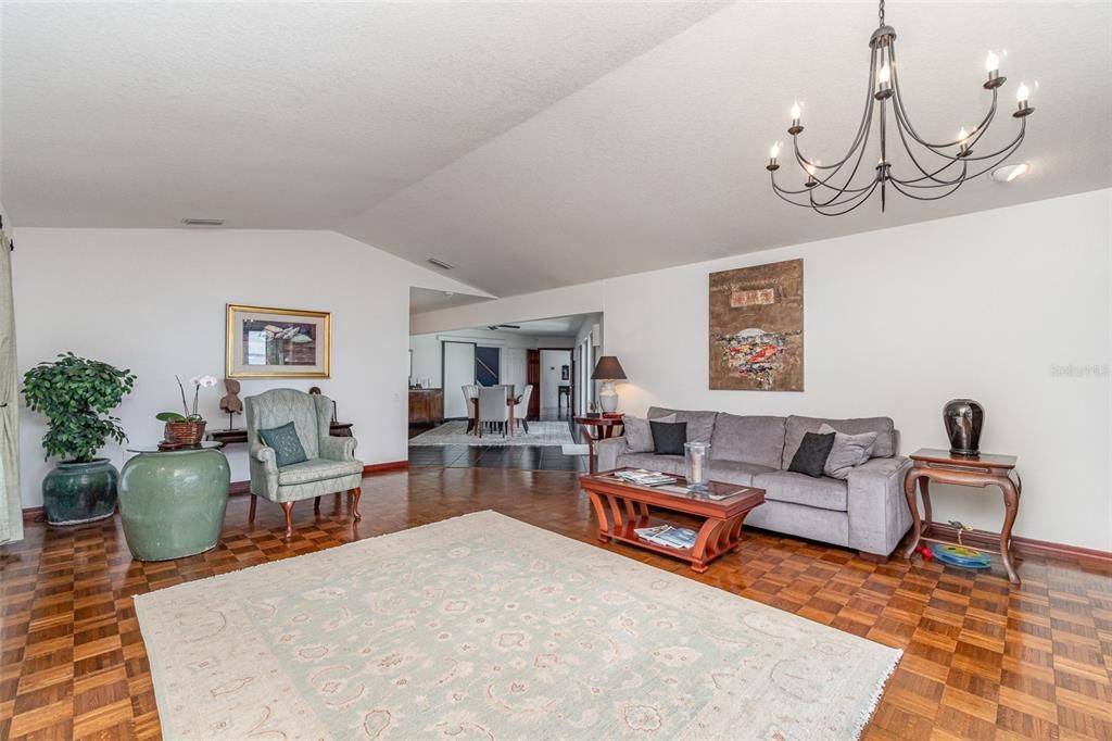 Chandelier, Interior, Living room, Wood Texture Flooring