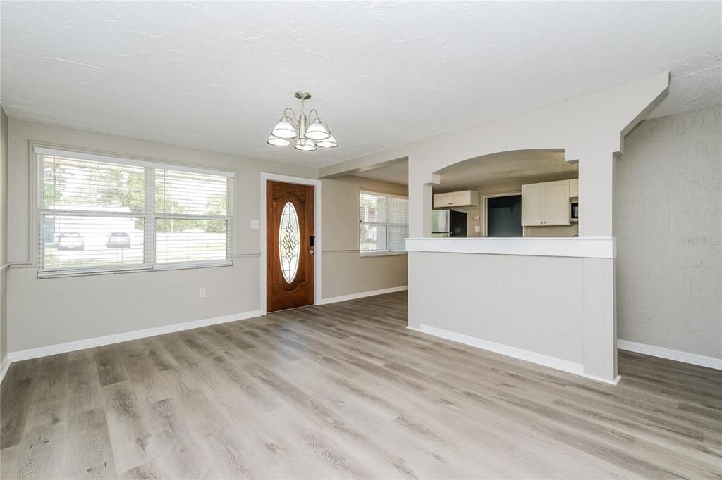 Chandelier, Empty room, Interior, Wood Texture Flooring