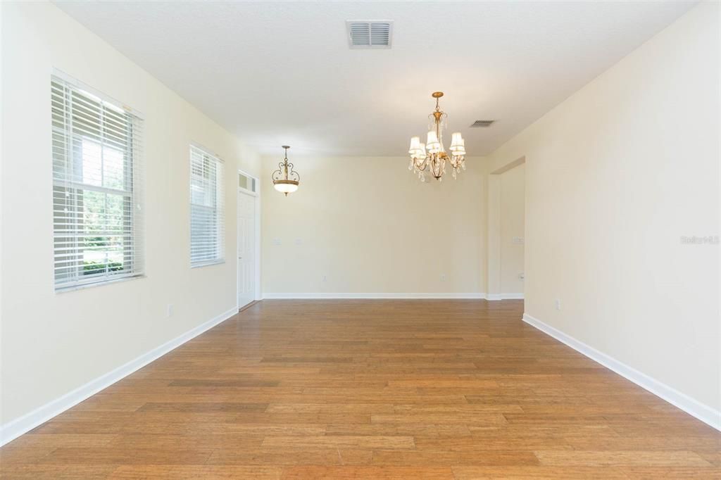 Chandelier, Empty room, Interior, Wood Texture Flooring