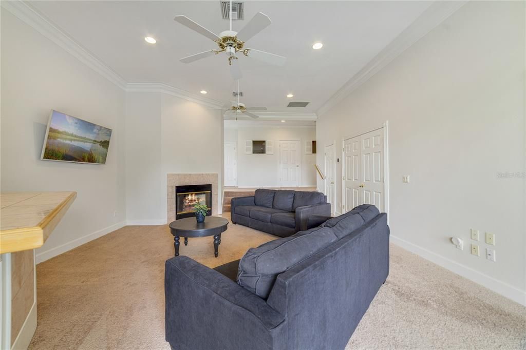 Fireplace, Interior, Living room, Recessed Lighting