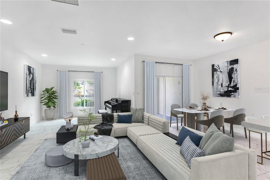 Dining room, Interior, Living room, Recessed Lighting