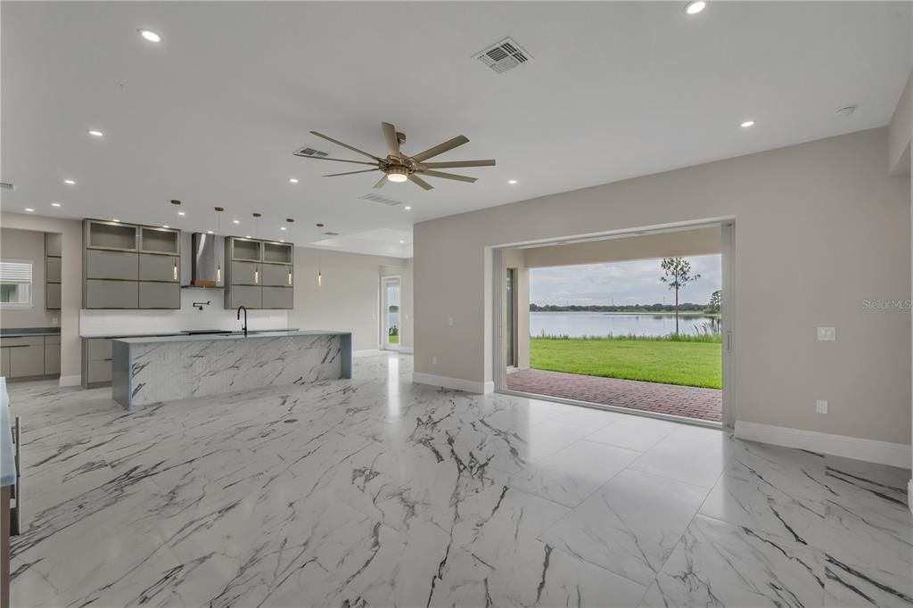 Interior, Kitchen, Marble, Pendant Lights, Recessed Lighting, Water