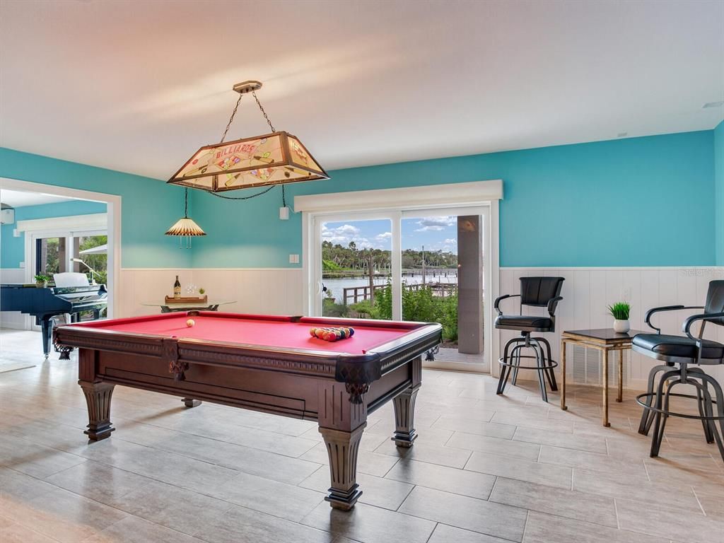 Billiard Table, Game Room, Interior, Pendant Lights