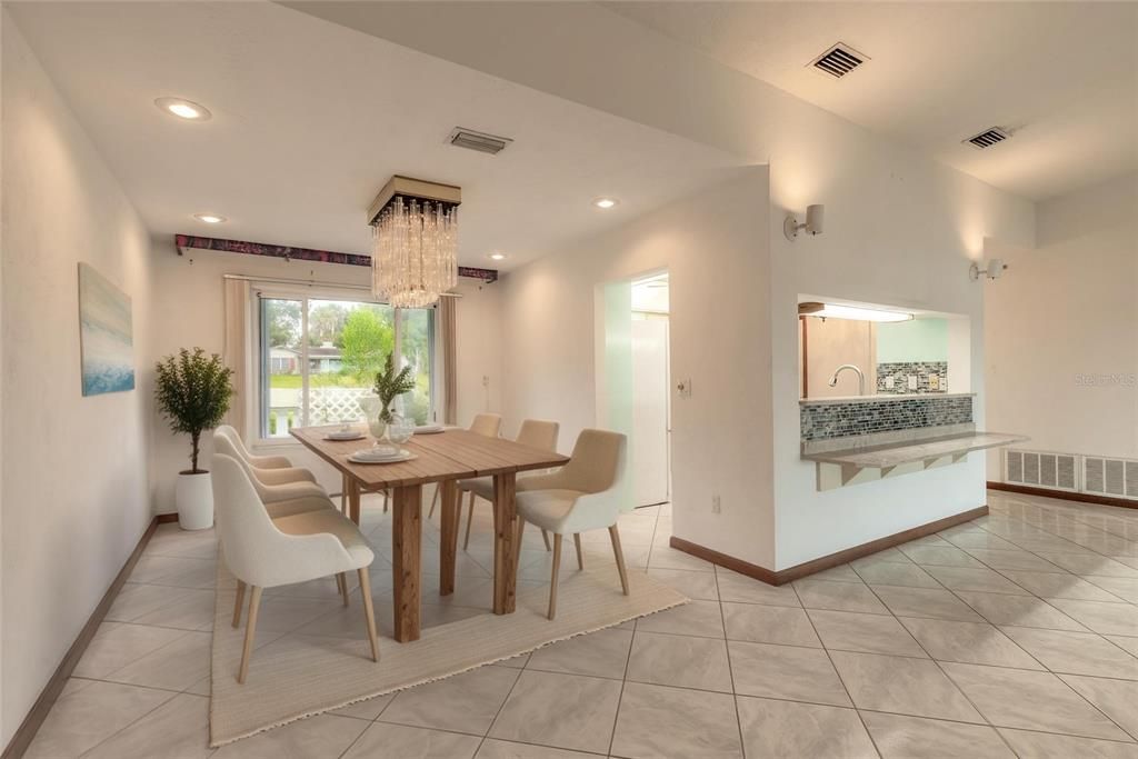 Chandelier, Dining room, Interior, Recessed Lighting