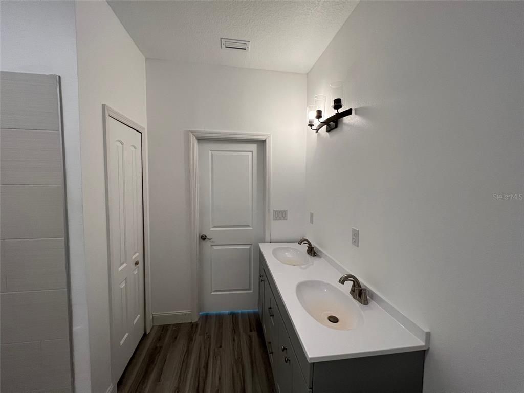 Bathroom, Dual Sink Vanities, Interior, Wood Texture Flooring
