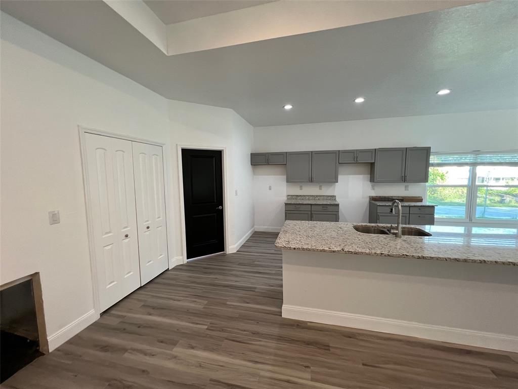 Interior, Kitchen, Recessed Lighting, Wood Texture Flooring