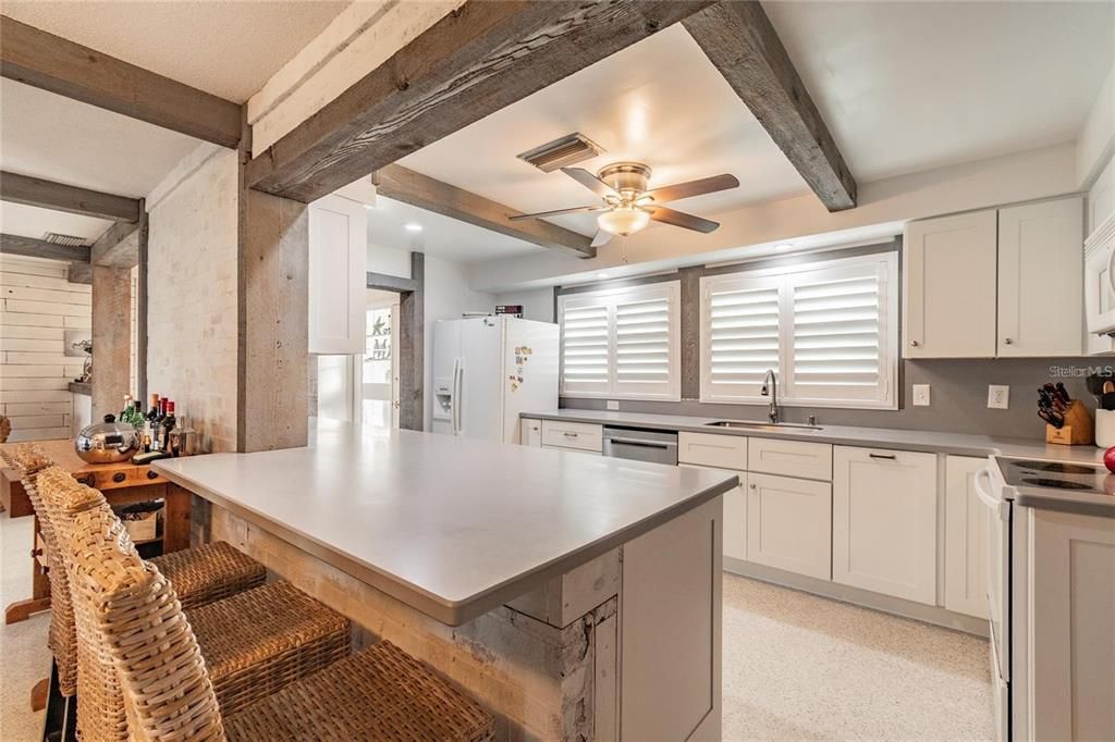 Interior, Kitchen, Recessed Lighting, Wooden Beams