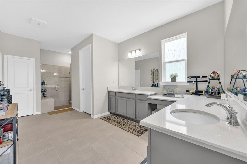 Bathroom, Dual Sink Vanities, Glass Shower, Interior