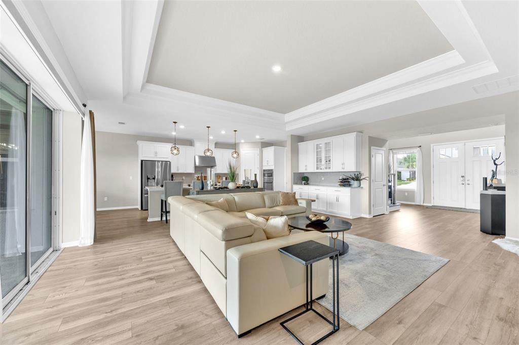 Interior, Kitchen, Living room, Pendant Lights, Recessed Lighting, Stainless Steel Appliances, Wood Texture Flooring