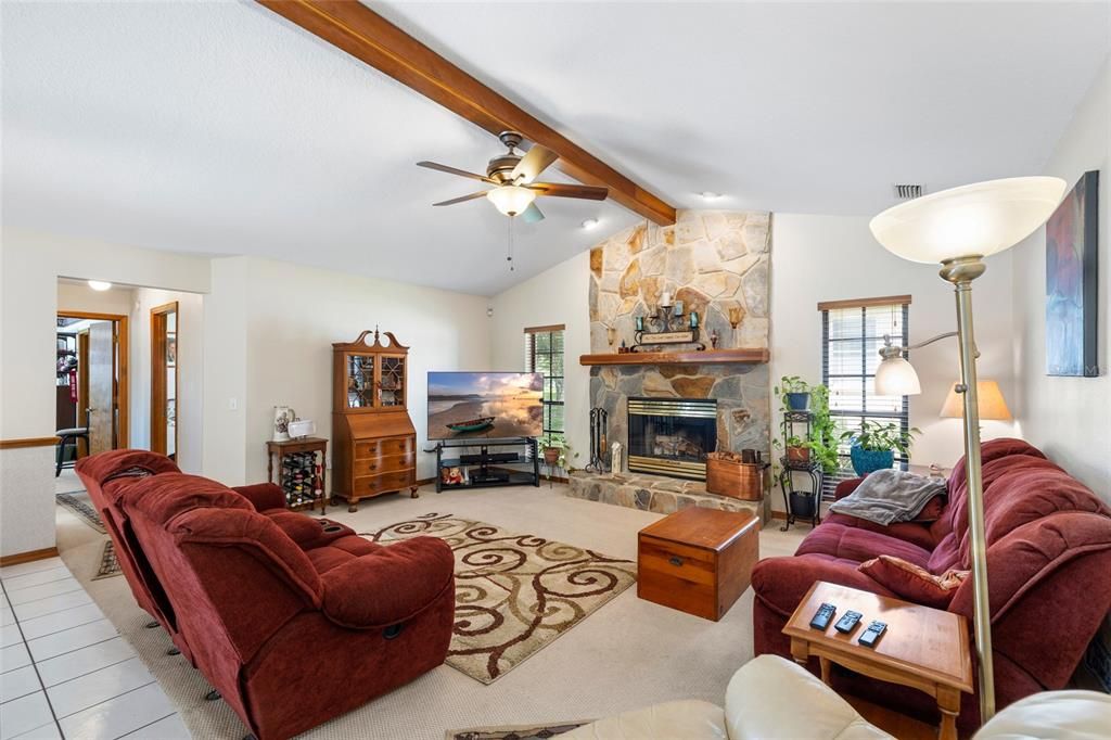 Fireplace, Interior, Living room, Stone Walls