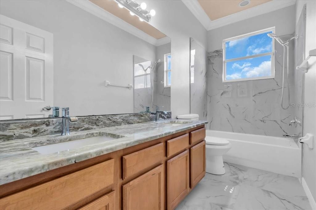 Bathroom, Dual Sink Vanities, Interior, Marble, Marble Walls