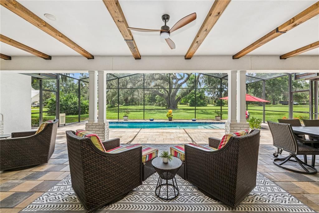 Interior, Living room, Pool, Sun Room, Wooden Beams