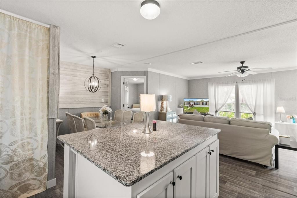 Dining room, Interior, Living room, Pendant Lights, Wood Texture Flooring