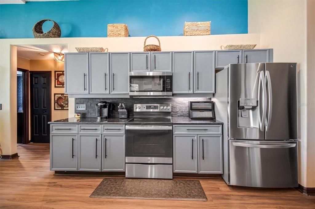 Interior, Kitchen, Stainless Steel Appliances, Wood Texture Flooring