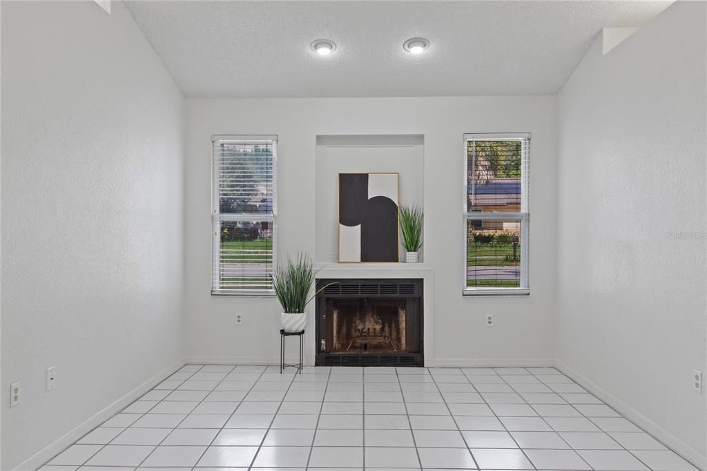 Empty room, Fireplace, Interior, Recessed Lighting