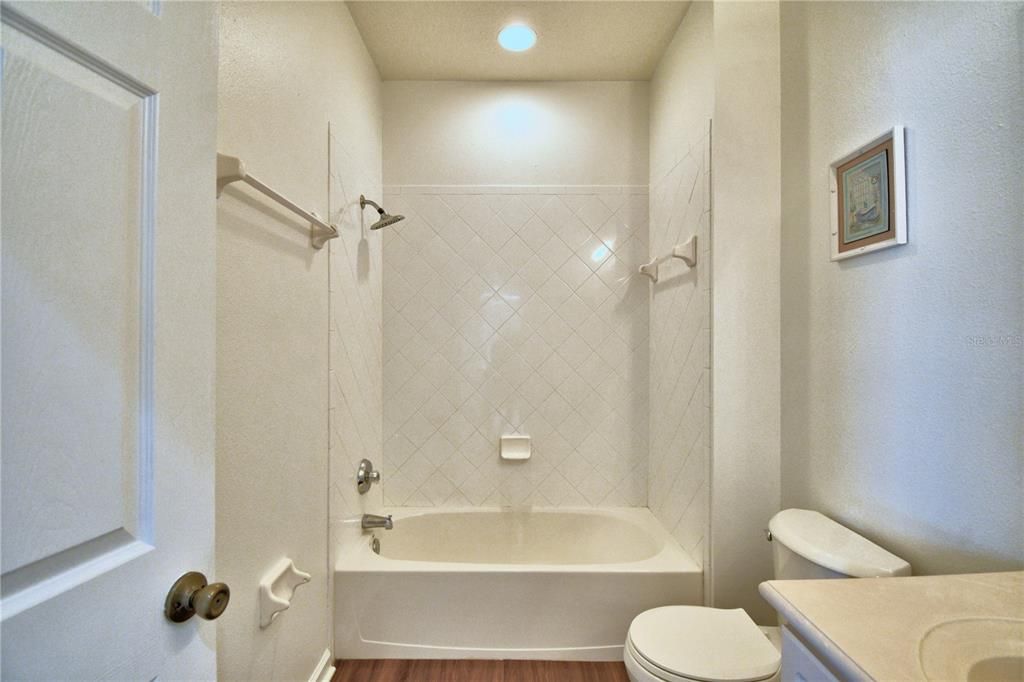 Bathroom, Interior, Recessed Lighting, Wood Texture Flooring