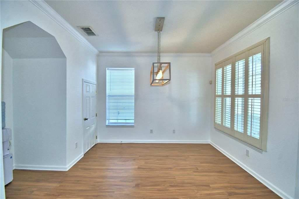 Empty room, Interior, Pendant Lights, Wood Texture Flooring