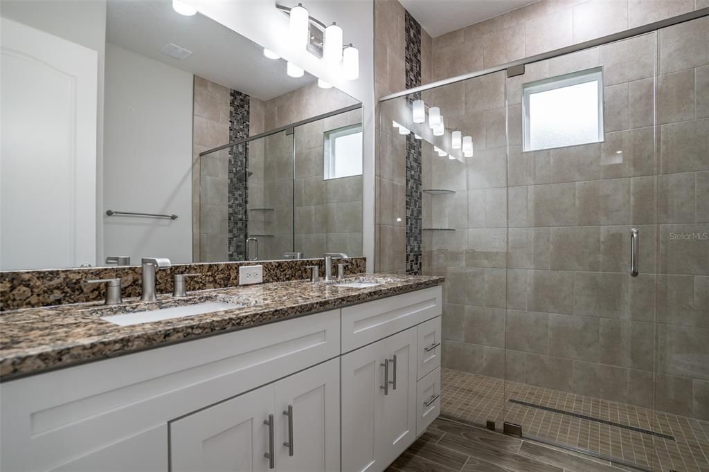 Bathroom, Dual Sink Vanities, Glass Shower, Interior