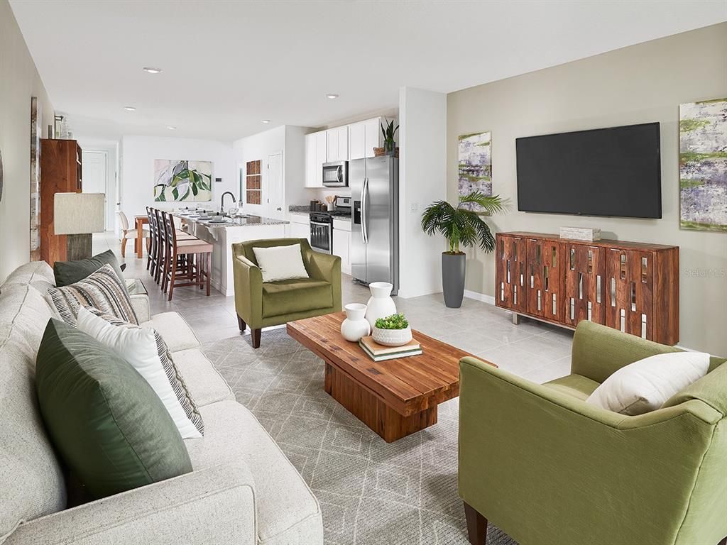 Dining room, Interior, Kitchen, Living room, Recessed Lighting, Stainless Steel Appliances