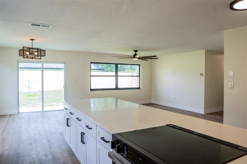 Interior, Kitchen, Pendant Lights, Wood Texture Flooring