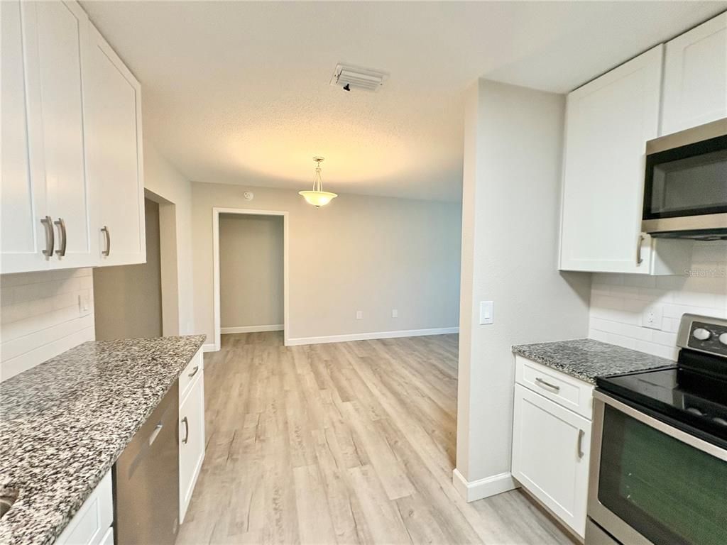Interior, Kitchen, Pendant Lights, Wood Texture Flooring