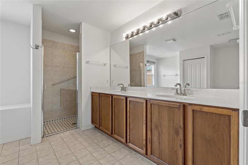 Bathroom, Dual Sink Vanities, Glass Shower, Interior, Recessed Lighting
