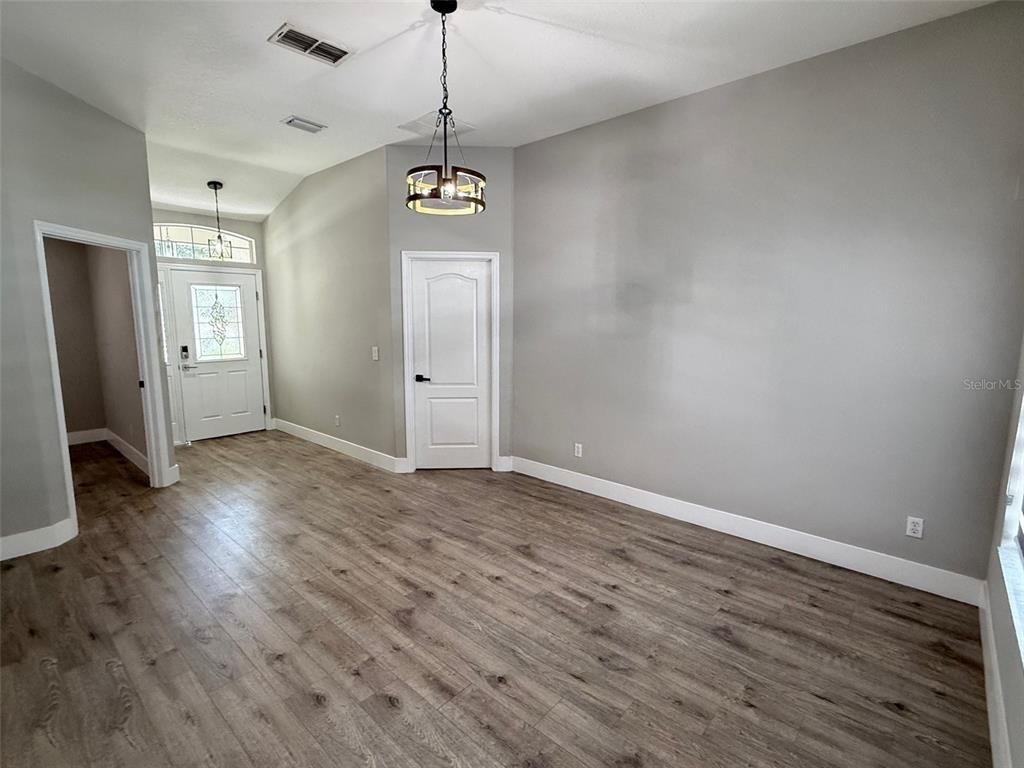 Empty room, Interior, Pendant Lights, Wood Texture Flooring