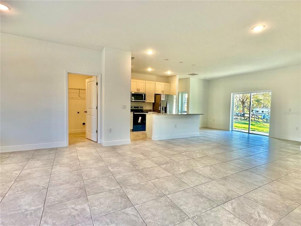 Empty room, Interior, Kitchen, Recessed Lighting, Stainless Steel Appliances