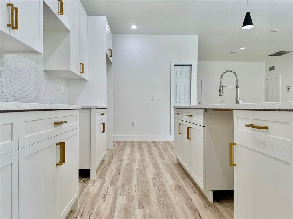 Interior, Kitchen, Recessed Lighting, Wood Texture Flooring