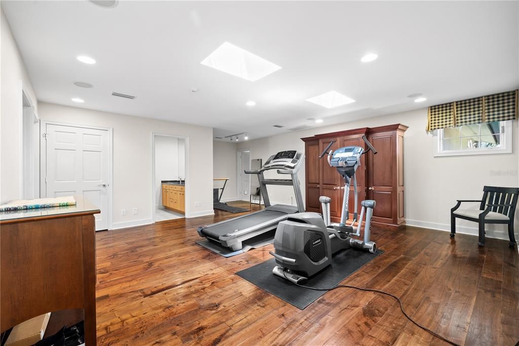 Fitness Equipment, Interior, Recessed Lighting, Wood Texture Flooring