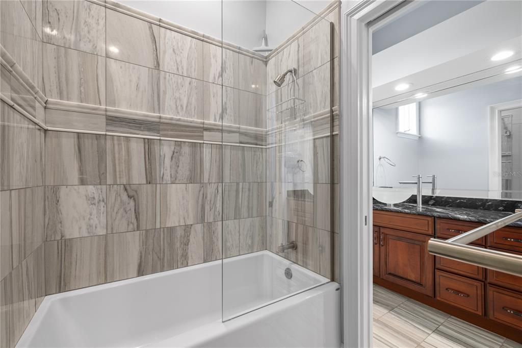 Bathroom, Glass Shower, Interior, Recessed Lighting