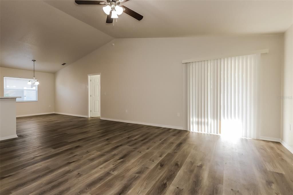 Empty room, Interior, Pendant Lights, Wood Texture Flooring