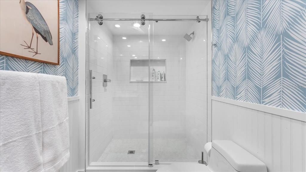 Bathroom, Glass Shower, Interior, Recessed Lighting