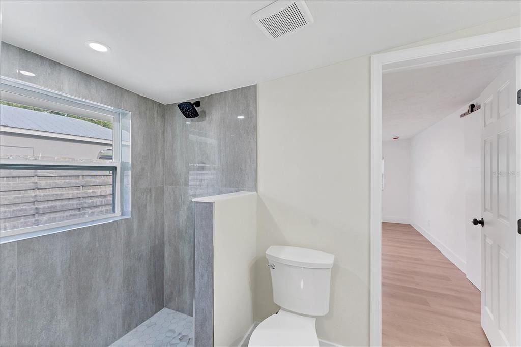 Bathroom, Interior, Recessed Lighting, Wood Texture Flooring