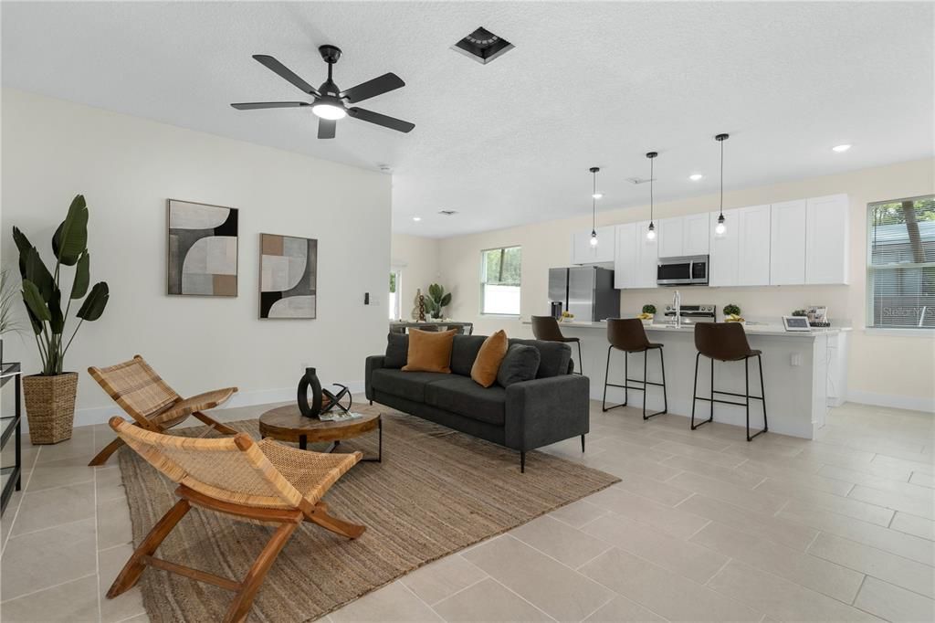 Interior, Kitchen, Living room, Pendant Lights, Recessed Lighting
