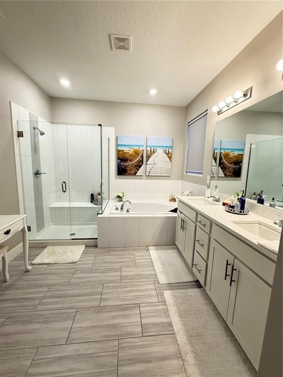 Bathroom, Dual Sink Vanities, Glass Shower, Interior, Recessed Lighting