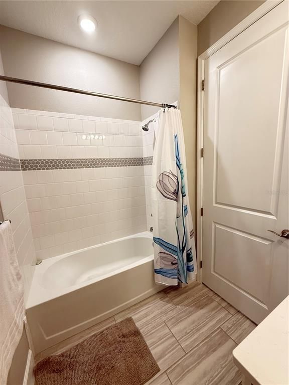 Bathroom, Interior, Recessed Lighting, Wood Texture Flooring