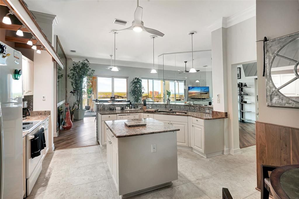 Interior, Kitchen, Pendant Lights, Wood Texture Flooring