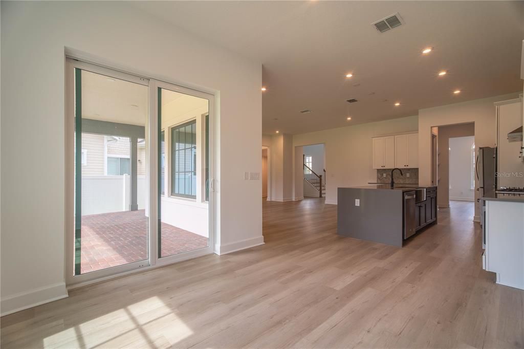 Interior, Kitchen, Recessed Lighting, Wood Texture Flooring