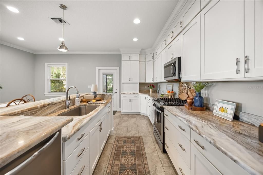 Interior, Kitchen, Pendant Lights, Recessed Lighting, Wood Texture Flooring