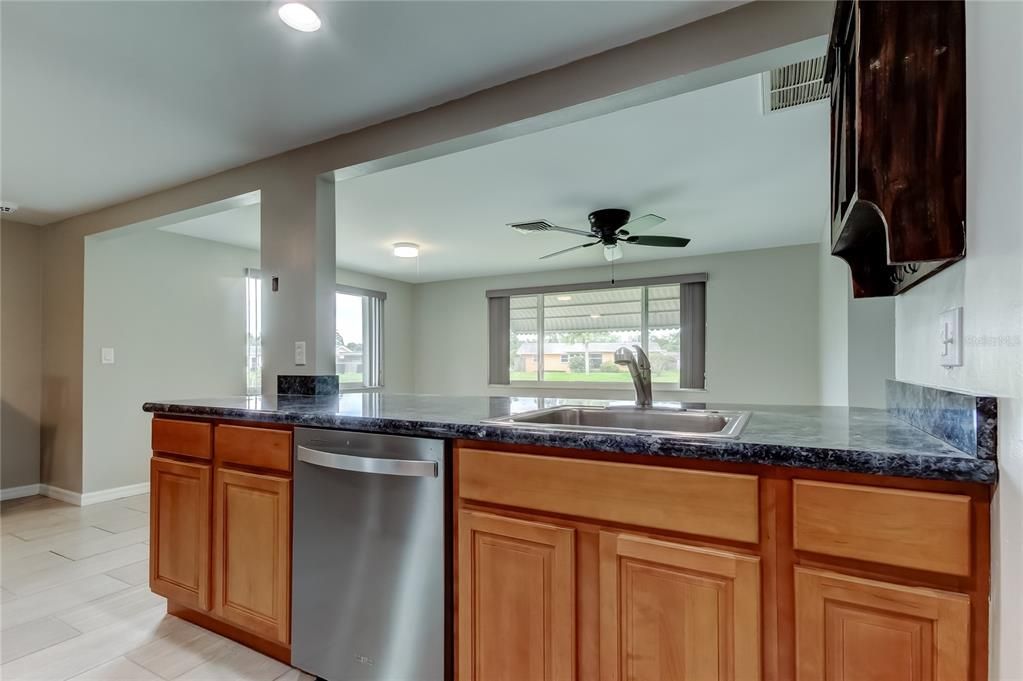 Interior, Kitchen, Recessed Lighting, Wood Texture Flooring