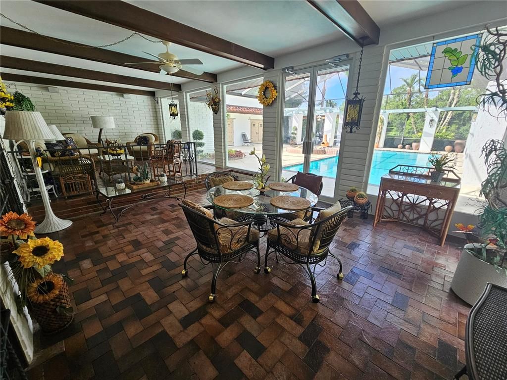 Dining room, Interior, Pool, Stone Walls, Wooden Beams
