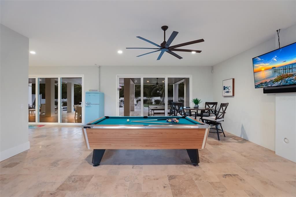 Billiard Table, Game Room, Interior, Recessed Lighting